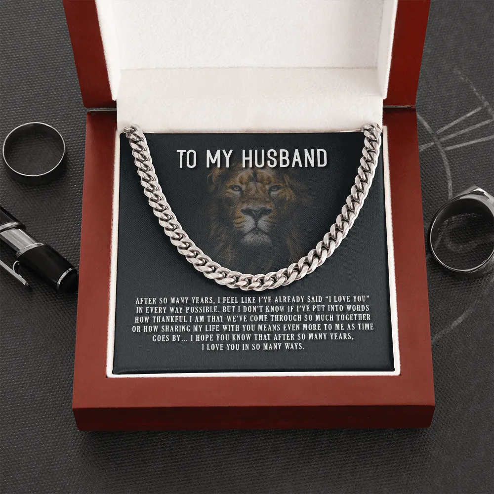 Husband - I Love You In So Many Ways - Cuban Link Chain Message Card Gift For Father's Day, Dad, Birthday, Husband, Papa, Daddy
