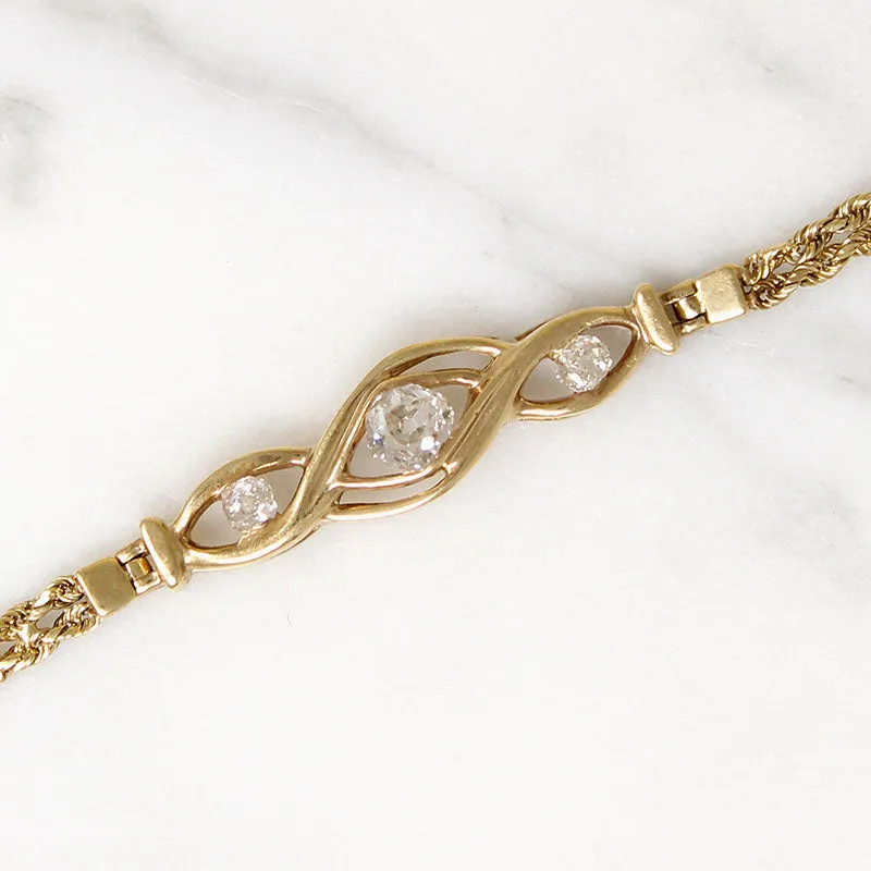 Hybrid Old European Cut Diamond & 14k Gold Bracelet