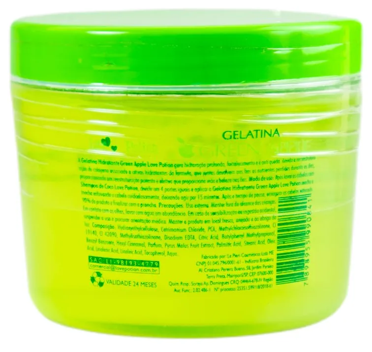 Hydrating Gelatine Green Apple Jelly Hair Treatment Mask 300g - Love Potion
