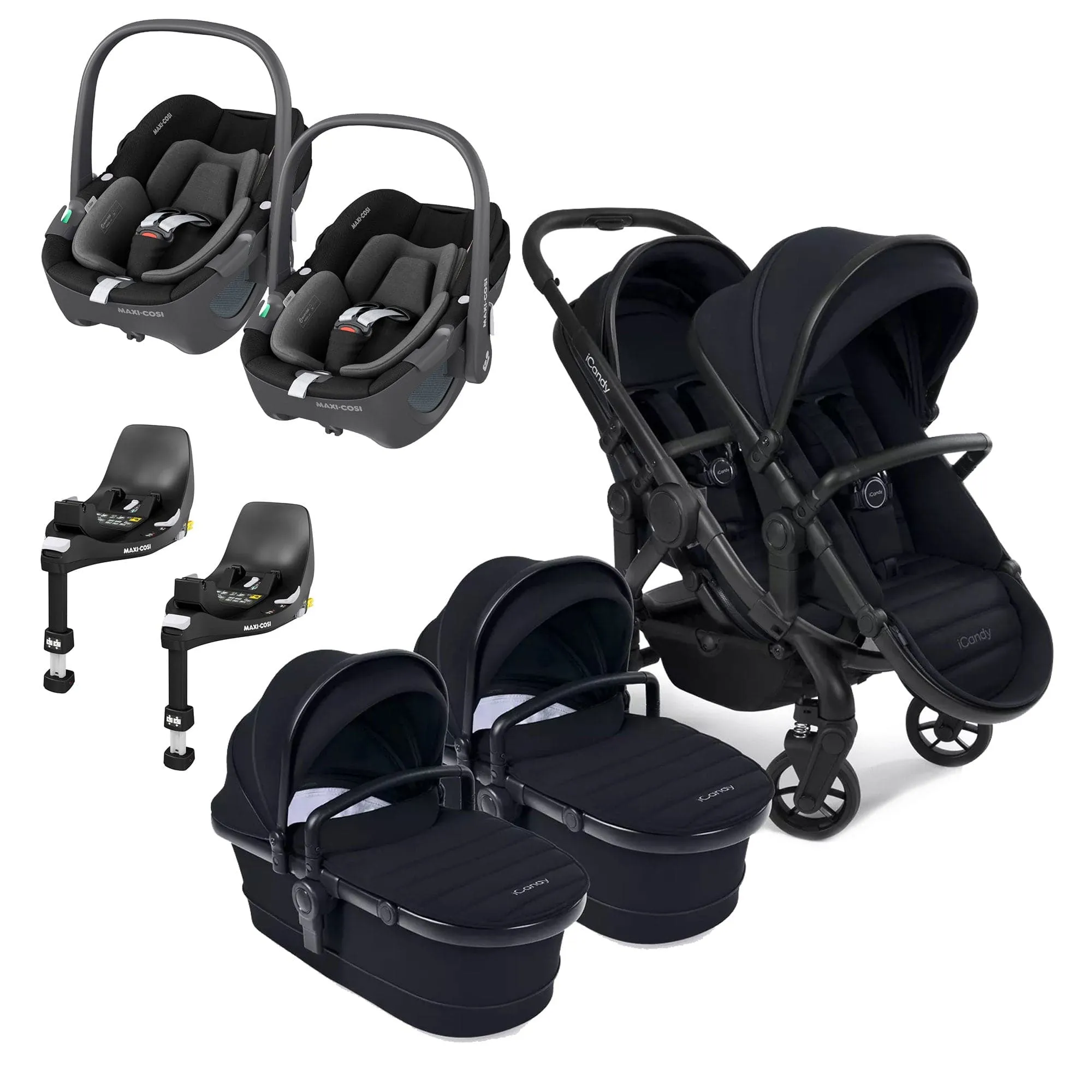 iCandy Peach 7 Twin Maxi-Cosi Bundle in Black