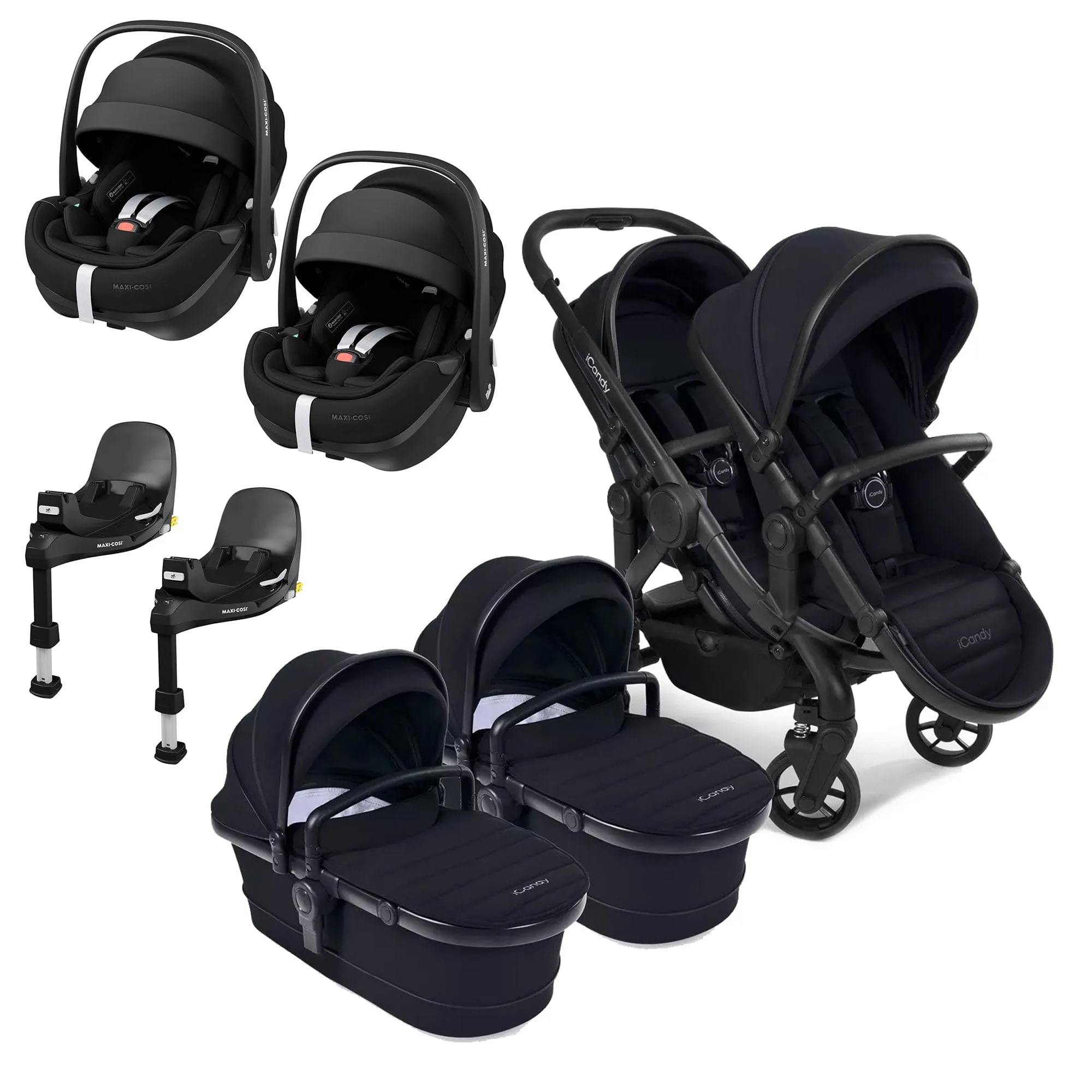 iCandy Peach 7 Twin Maxi-Cosi Bundle in Black