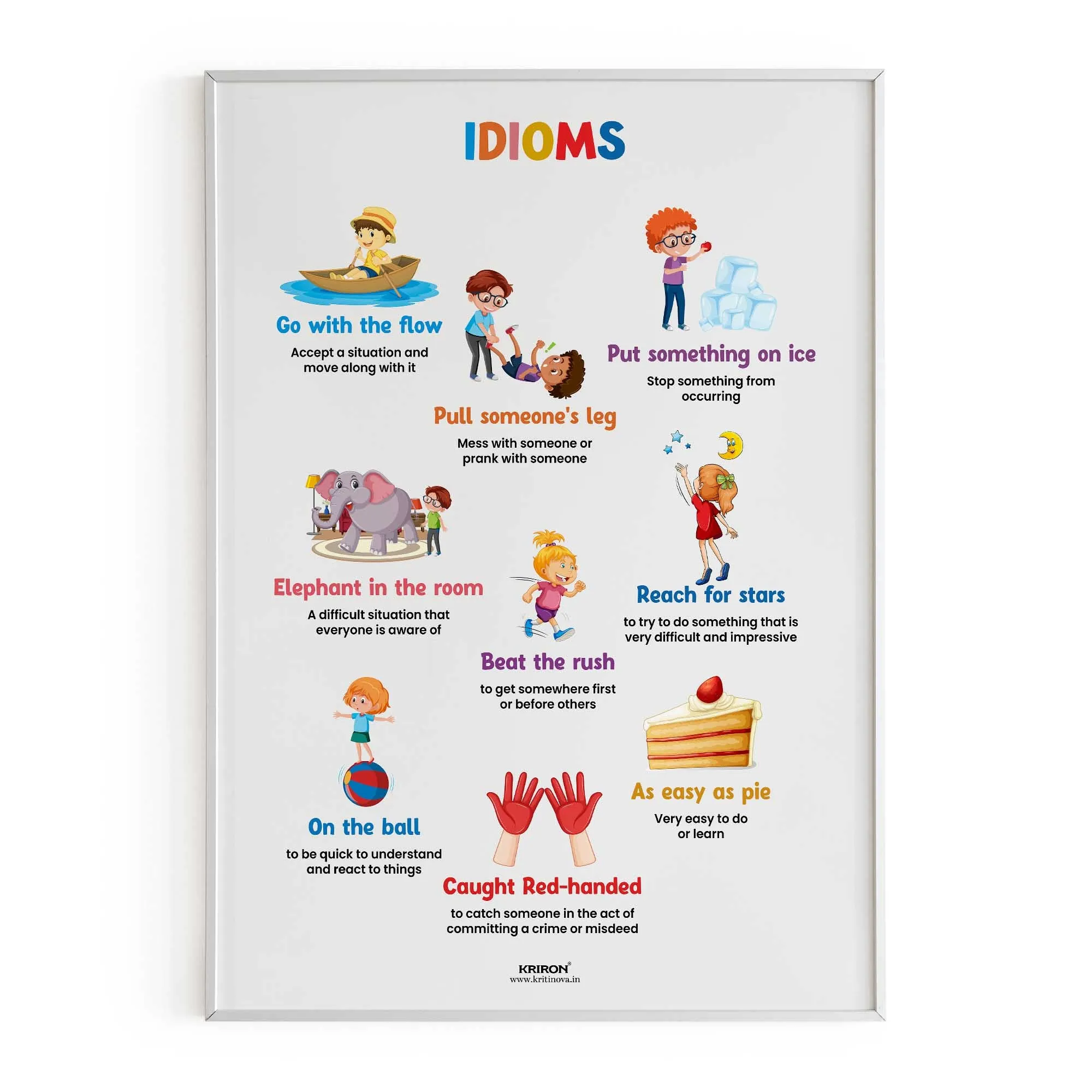 Idioms Part 1, Vocabulary Poster, Educational English Poster, Kids Room Decor, Classroom Decor, English Words Wall Art, Homeschooling Poster