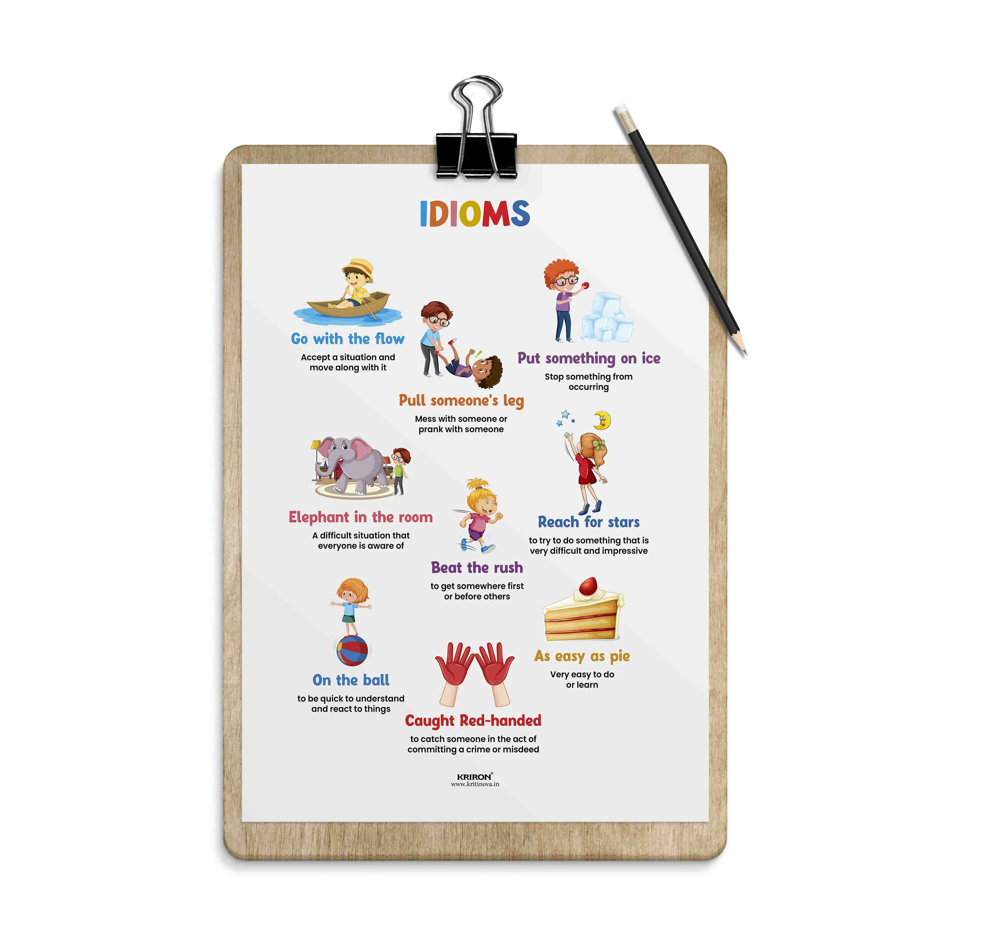 Idioms Part 1, Vocabulary Poster, Educational English Poster, Kids Room Decor, Classroom Decor, English Words Wall Art, Homeschooling Poster