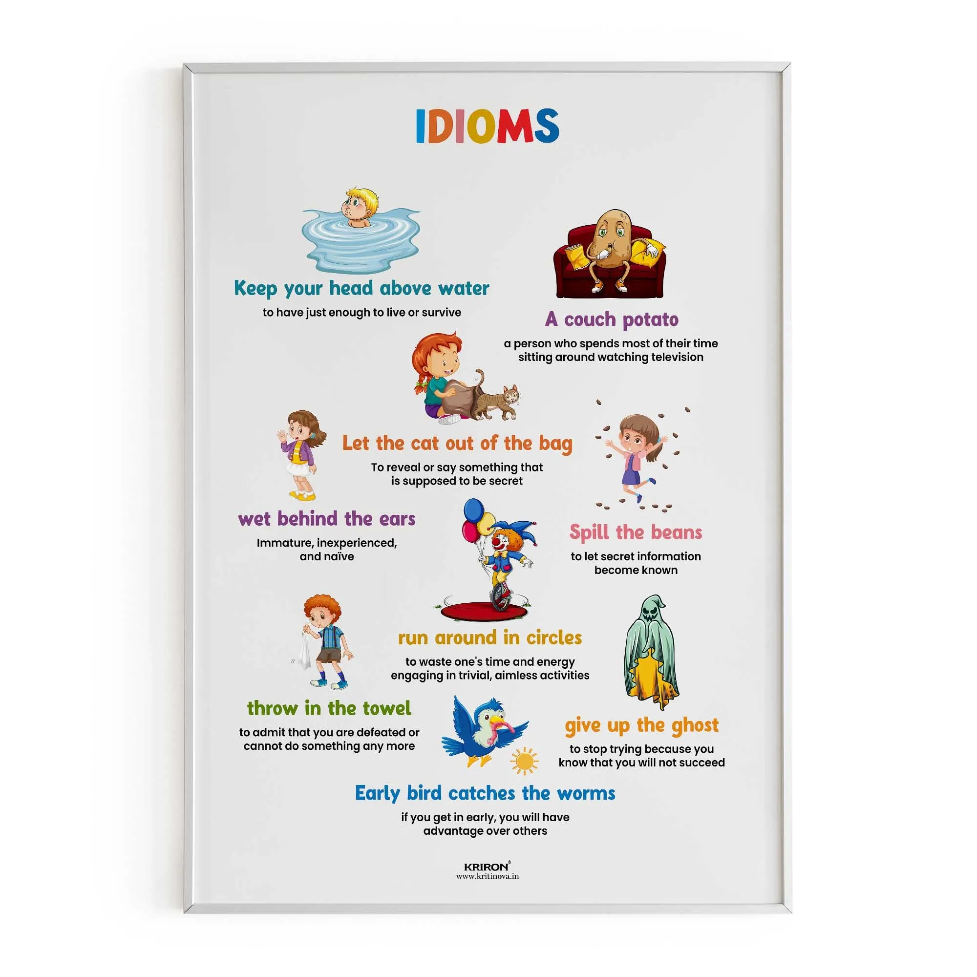 Idioms Part 4, Vocabulary Poster, Educational English Poster, Kids Room Decor, Classroom Decor, English Words Wall Art, Homeschooling Poster