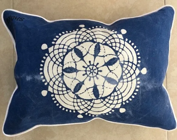 Indigo Shibori Katazome Throw Pillows