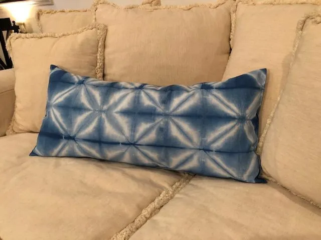 Indigo Shibori Throw Long Pillow