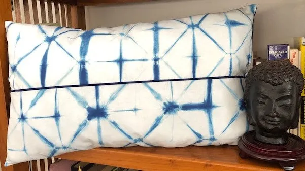 Indigo Shibori Throw Long Pillow