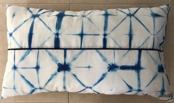 Indigo Shibori Throw Long Pillow