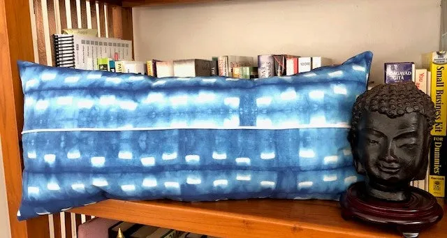 Indigo Shibori Throw Long Pillow
