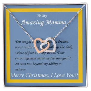 Interlocking Hearts Necklace, Custom Message Card