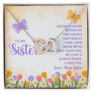 Interlocking Hearts Necklace, Custom Message Card