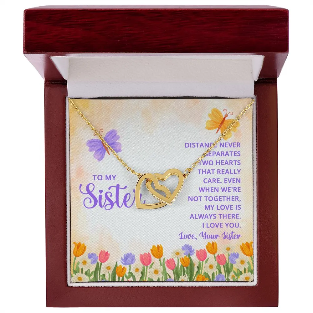 Interlocking Hearts Necklace, Custom Message Card