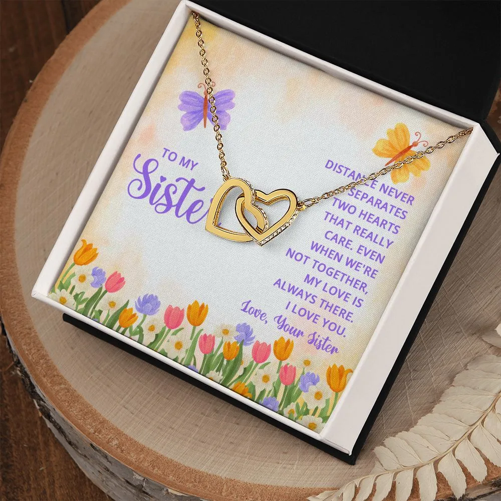 Interlocking Hearts Necklace, Custom Message Card