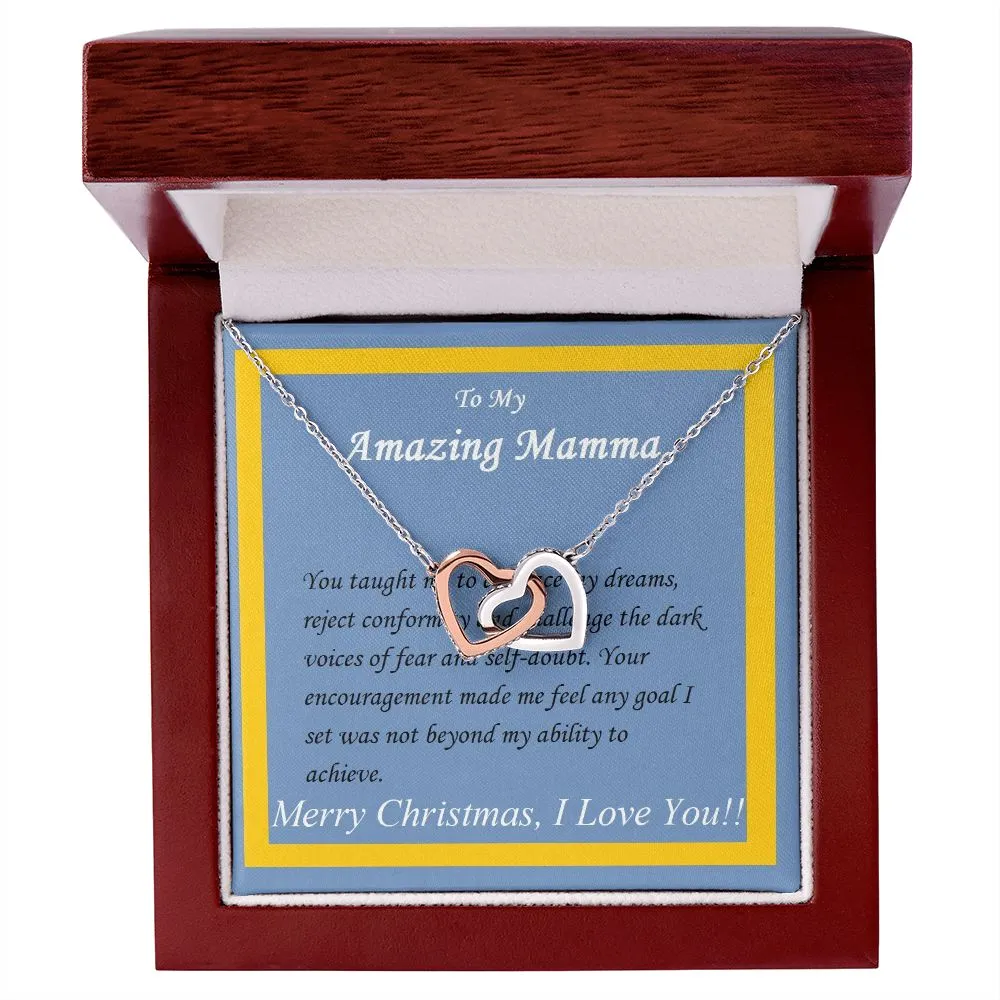 Interlocking Hearts Necklace, Custom Message Card
