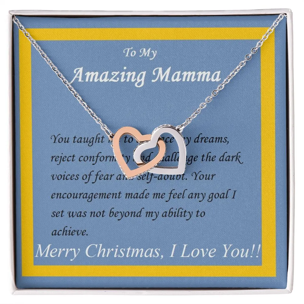 Interlocking Hearts Necklace, Custom Message Card