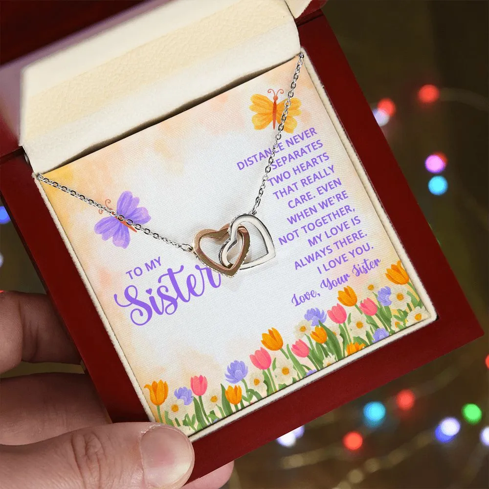 Interlocking Hearts Necklace, Custom Message Card