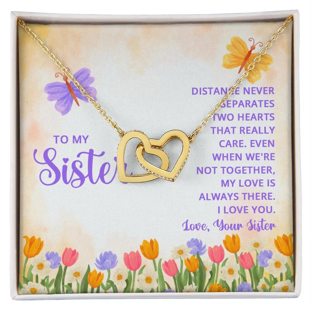 Interlocking Hearts Necklace, Custom Message Card