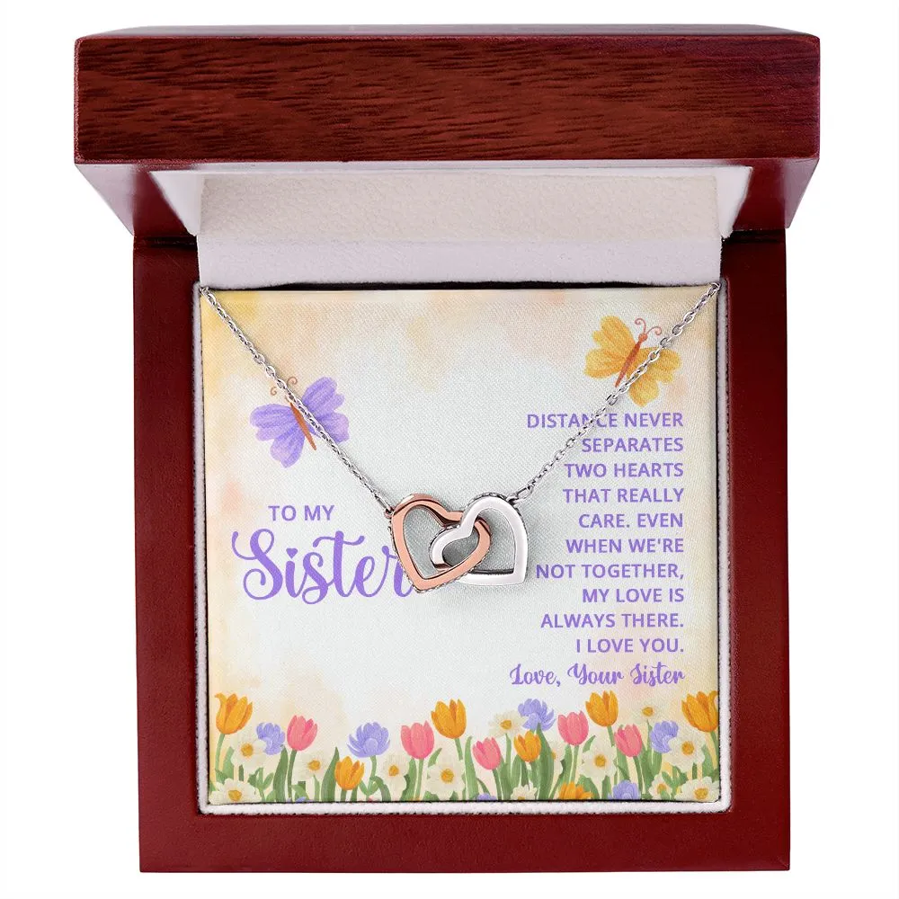 Interlocking Hearts Necklace, Custom Message Card