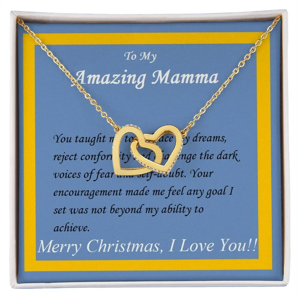 Interlocking Hearts Necklace, Custom Message Card
