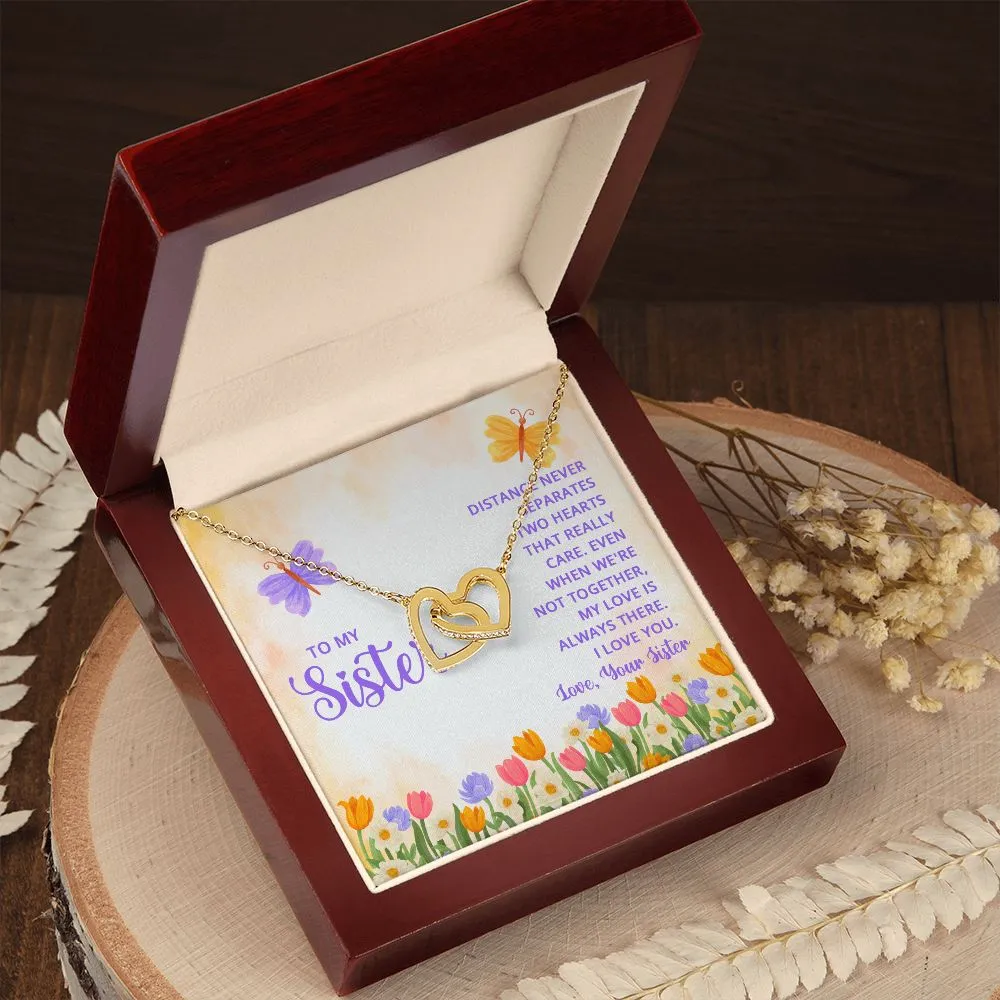 Interlocking Hearts Necklace, Custom Message Card
