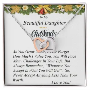 Interlocking Hearts Necklace, For Her, Custom Message Card