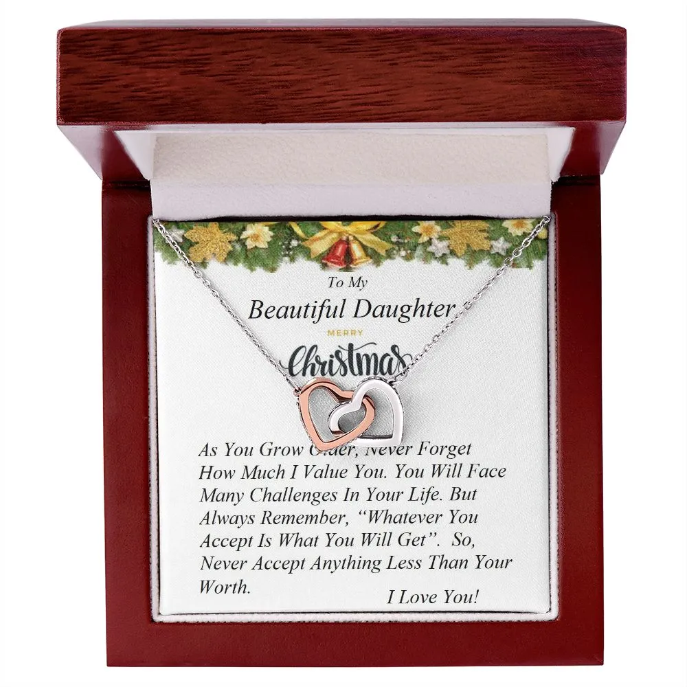 Interlocking Hearts Necklace, For Her, Custom Message Card