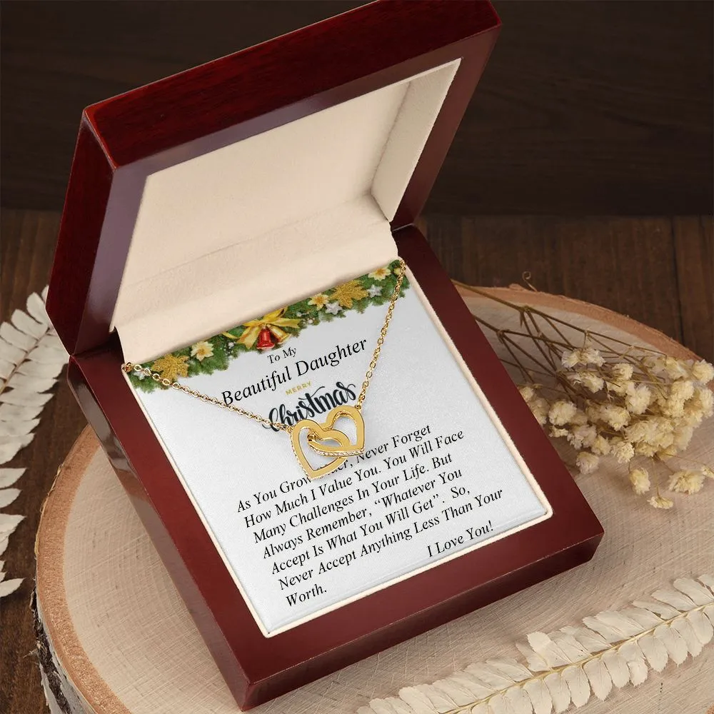 Interlocking Hearts Necklace, For Her, Custom Message Card