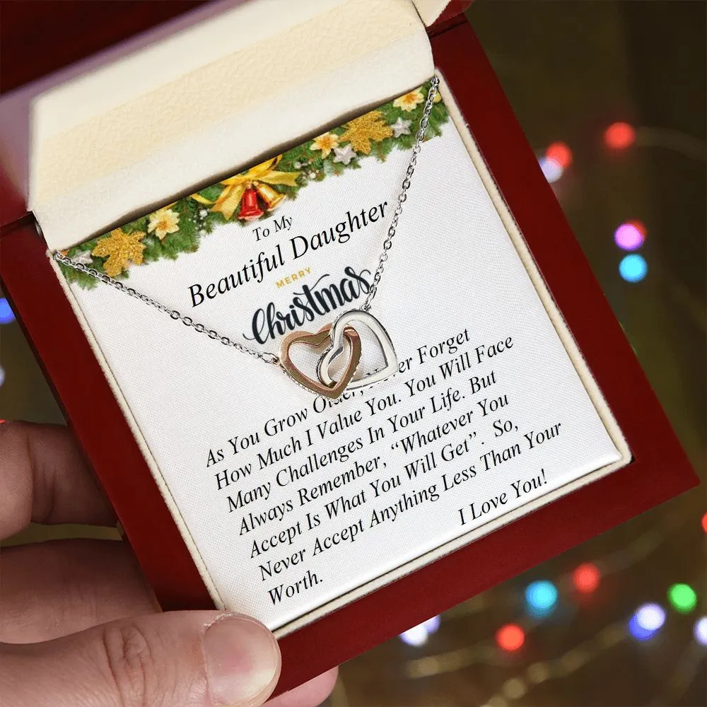 Interlocking Hearts Necklace, For Her, Custom Message Card