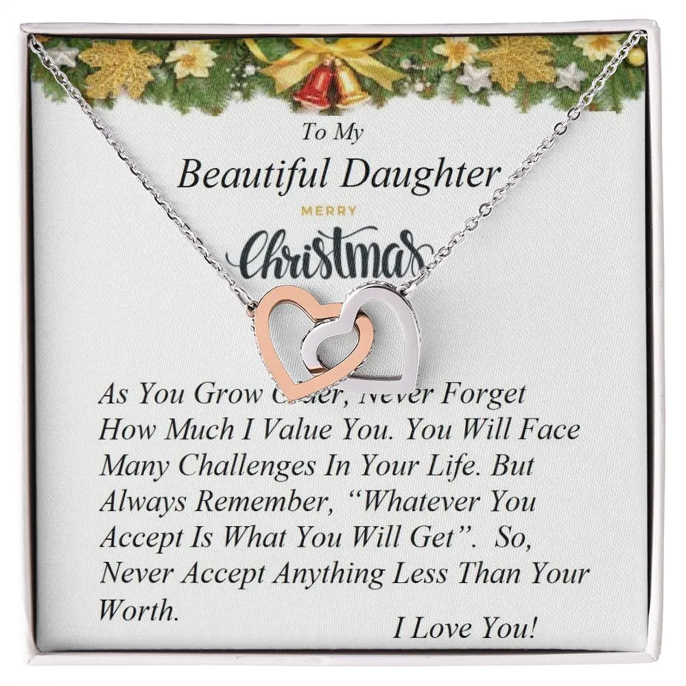 Interlocking Hearts Necklace, For Her, Custom Message Card