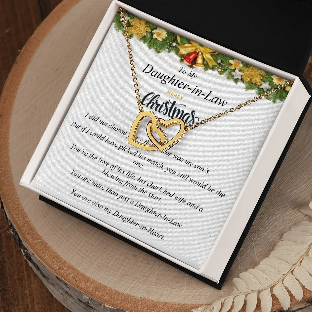 Interlocking Hearts Necklace, For Her, Custom Message Card