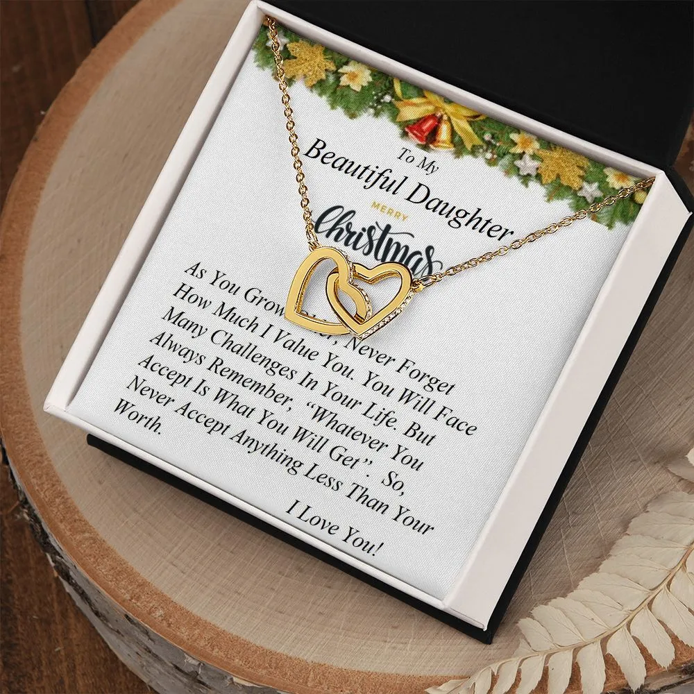 Interlocking Hearts Necklace, For Her, Custom Message Card