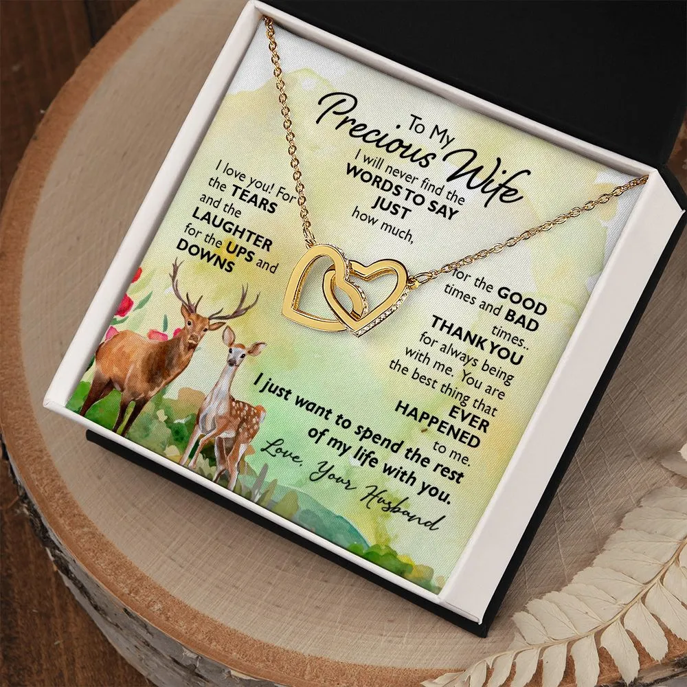 Interlocking Hearts Necklace,  For Her, Wife, Future Wife, Girlfriend, w/ Message Card