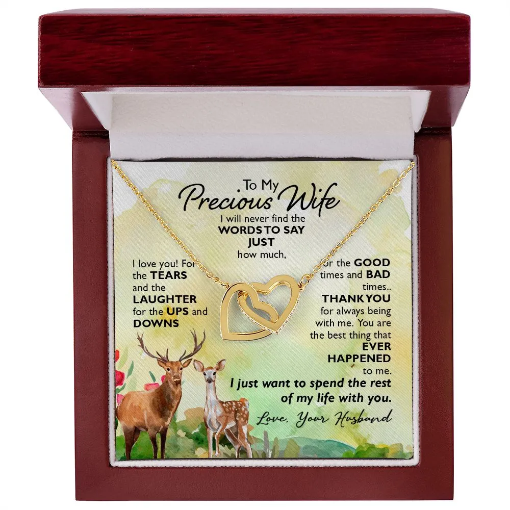 Interlocking Hearts Necklace,  For Her, Wife, Future Wife, Girlfriend, w/ Message Card