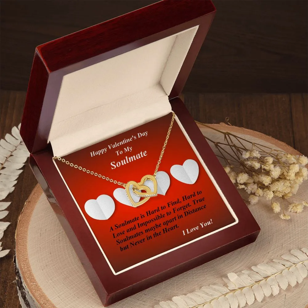 Interlocking Hearts Necklace, For Soulmate, Girlfriend, Wife, Valentine's Day, Custom Message Card