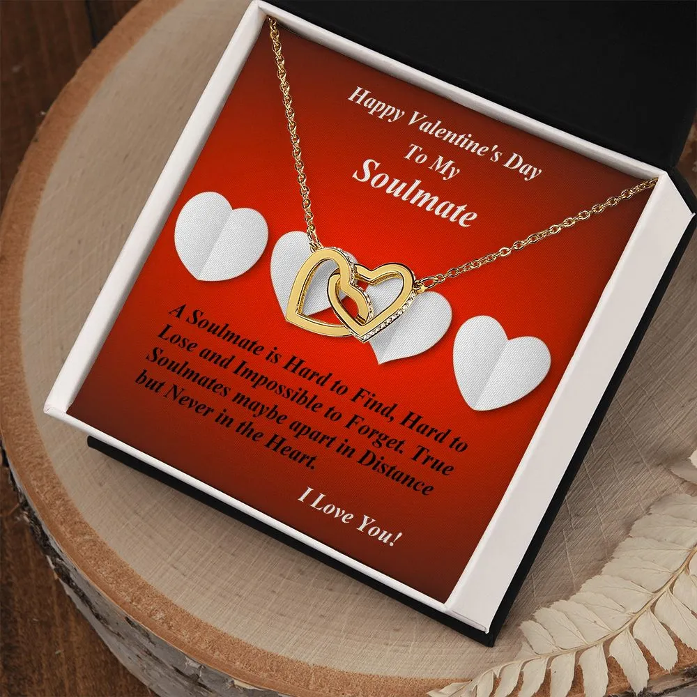 Interlocking Hearts Necklace, For Soulmate, Girlfriend, Wife, Valentine's Day, Custom Message Card