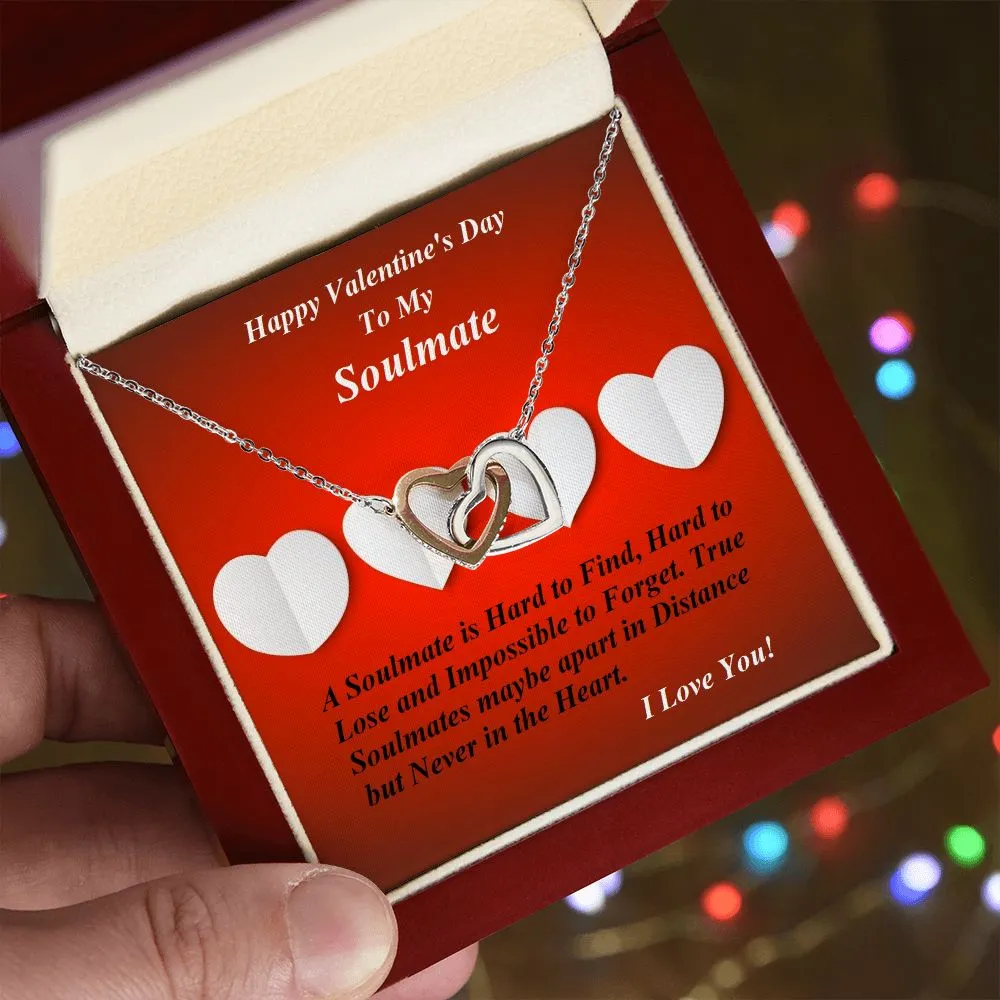 Interlocking Hearts Necklace, For Soulmate, Girlfriend, Wife, Valentine's Day, Custom Message Card