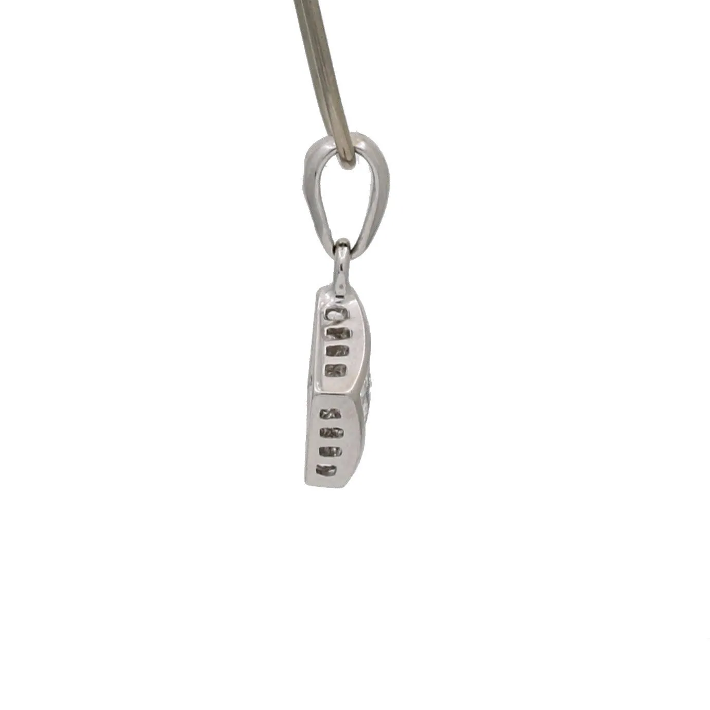 Invisible Set Tiny Diamond Charm Pendant in 14k White Gold