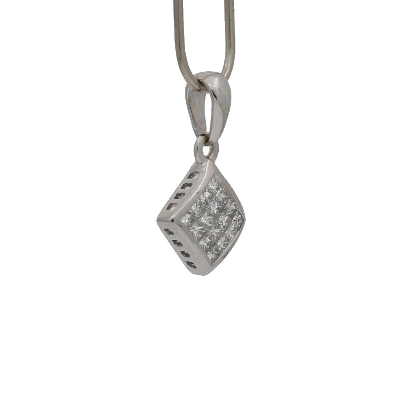 Invisible Set Tiny Diamond Charm Pendant in 14k White Gold