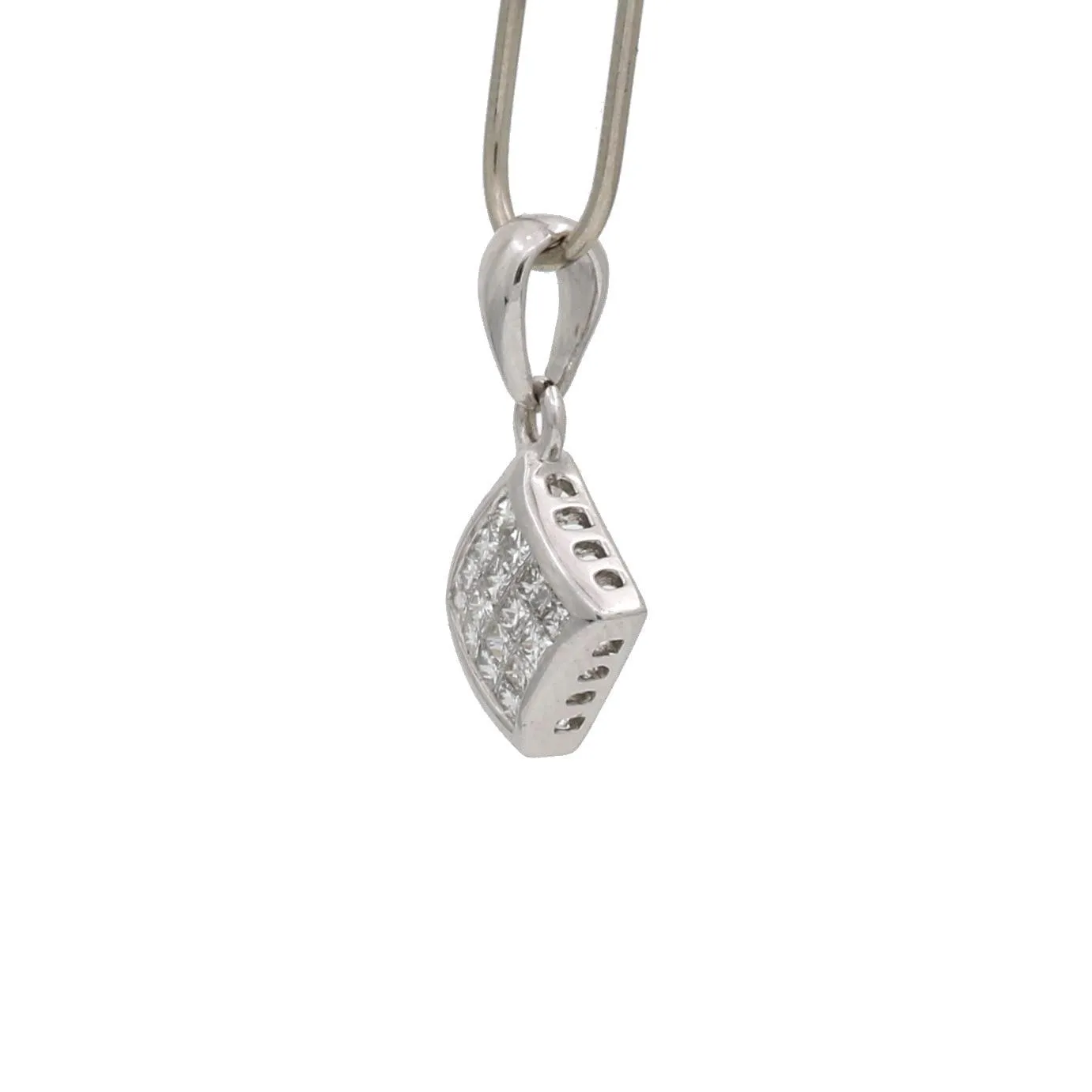 Invisible Set Tiny Diamond Charm Pendant in 14k White Gold
