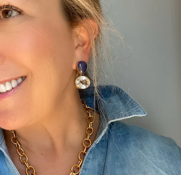 Iolite and Quartz Earrings