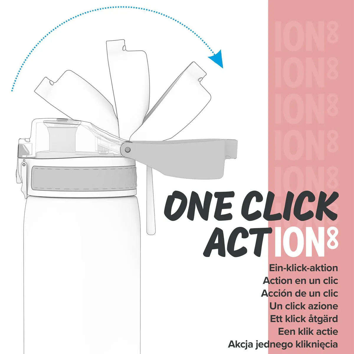 ION8 Leak Proof Water Bottle, Rose Quartz, 750ML BPA Free