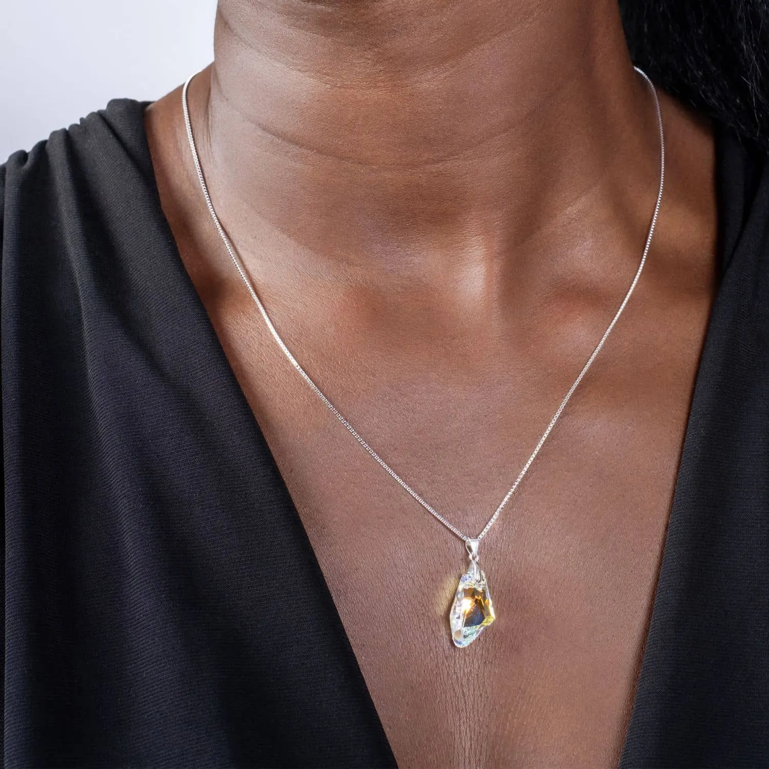 Iridescent Crystal Necklace - Made with Austrian AB Crystals