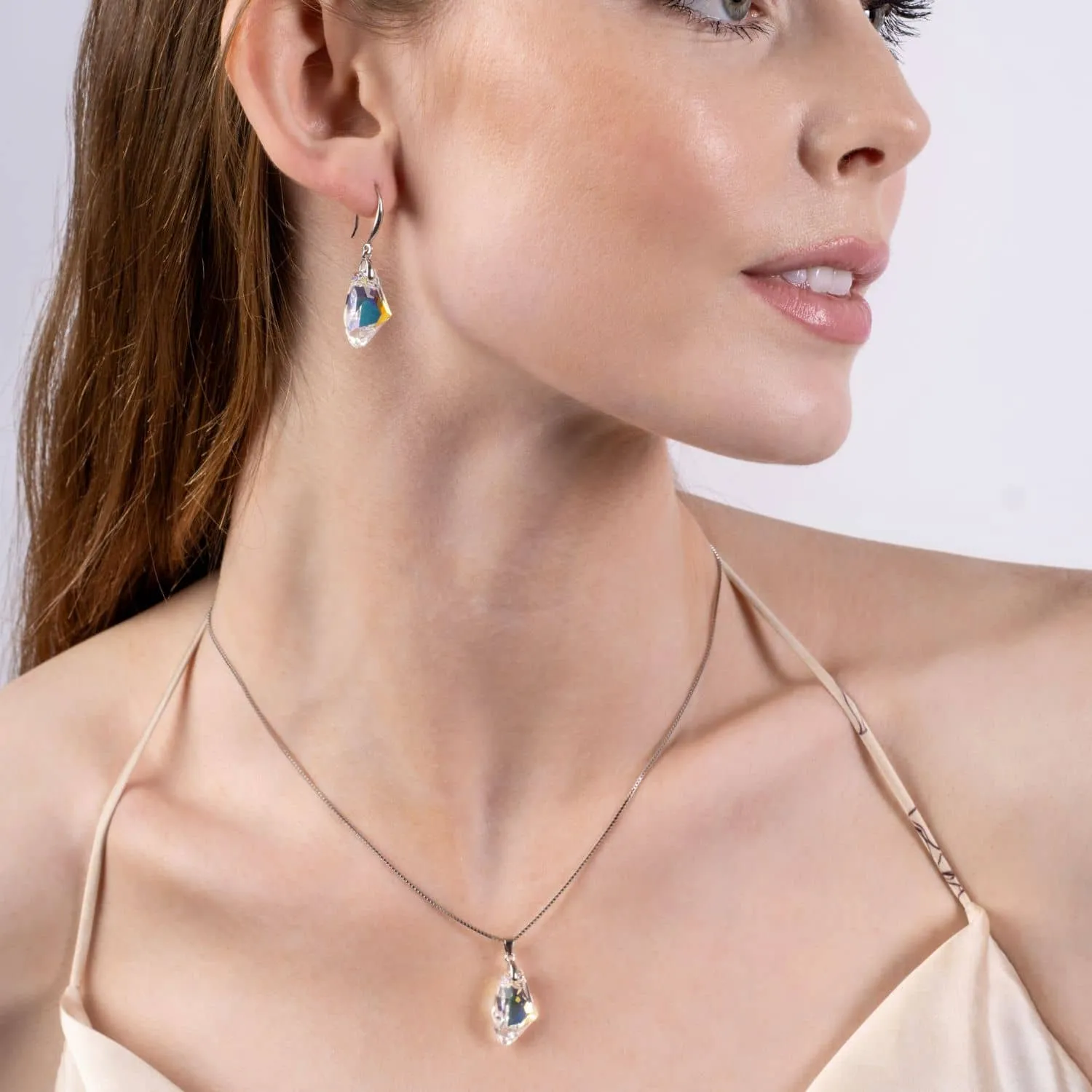 Iridescent Crystal Necklace - Made with Austrian AB Crystals