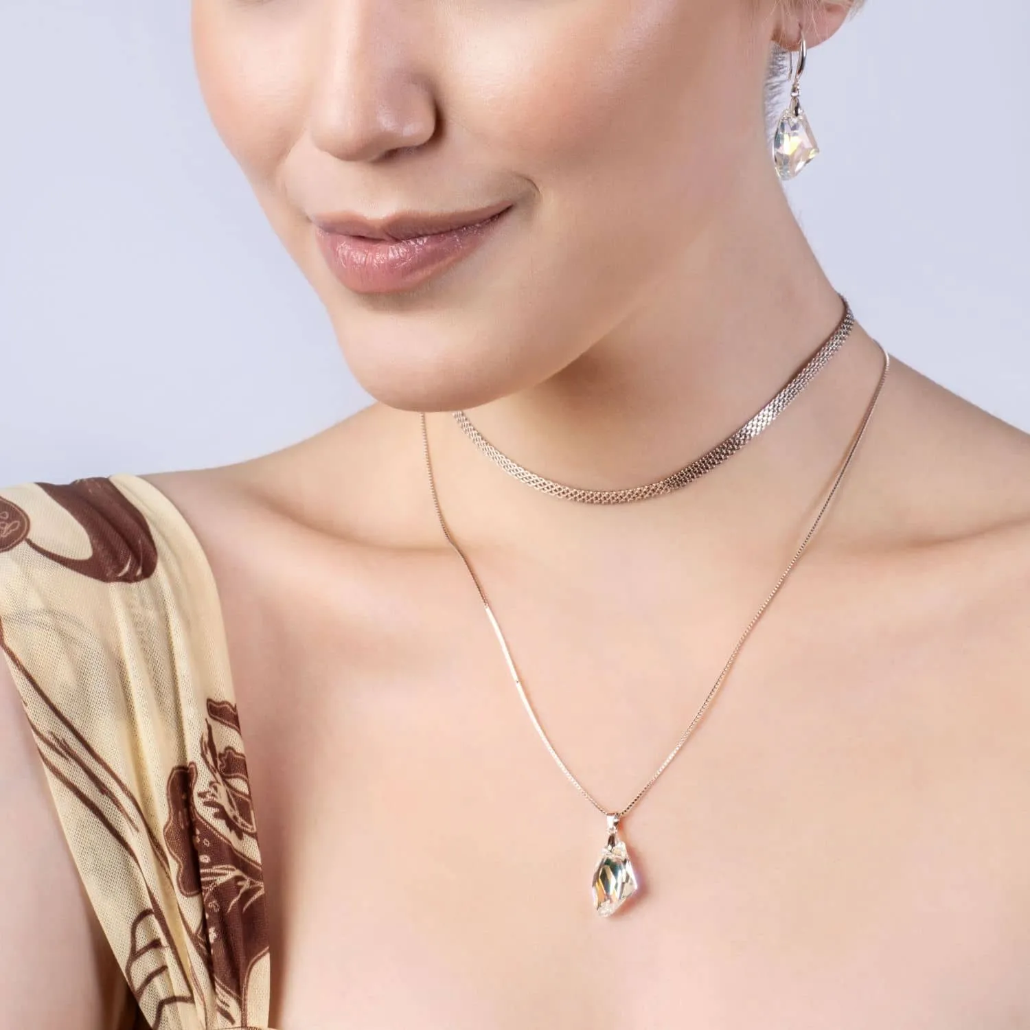 Iridescent Crystal Necklace - Made with Austrian AB Crystals