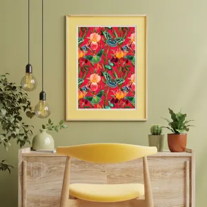 ISLAND ENCHANTMENT: A Floral and Butterfly Inspired Digital Download |Colorful Printable Wall Art