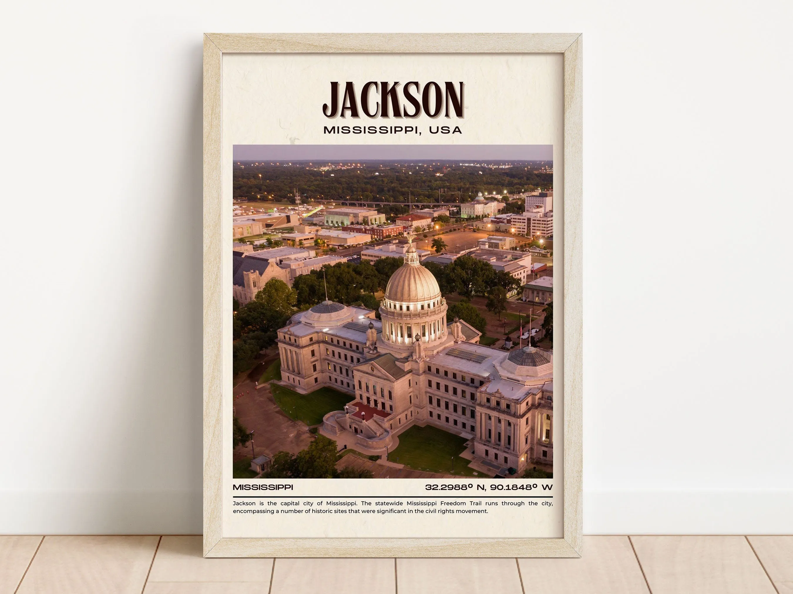 Jackson Vintage Wall Art, Mississippi, USA