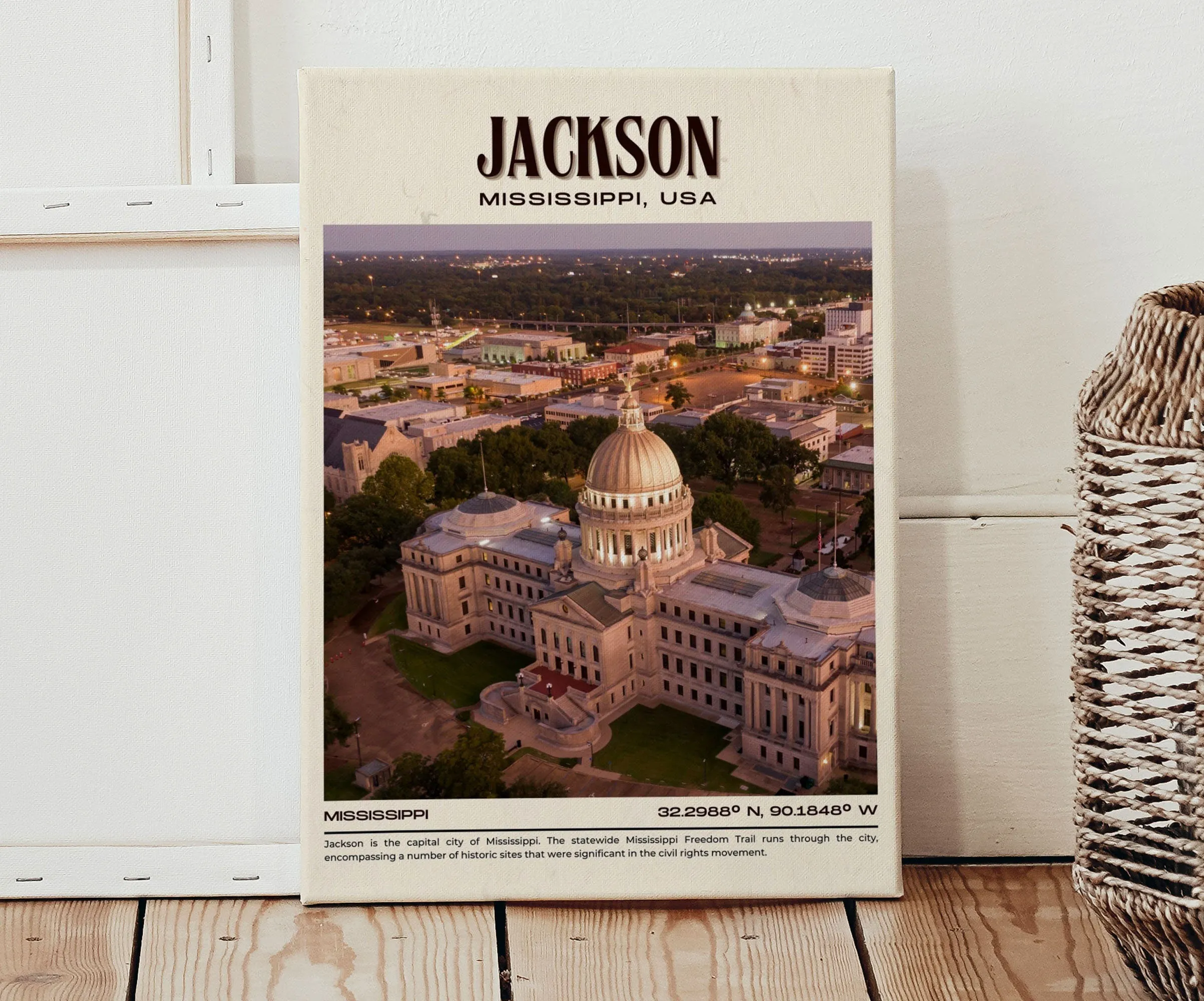 Jackson Vintage Wall Art, Mississippi, USA