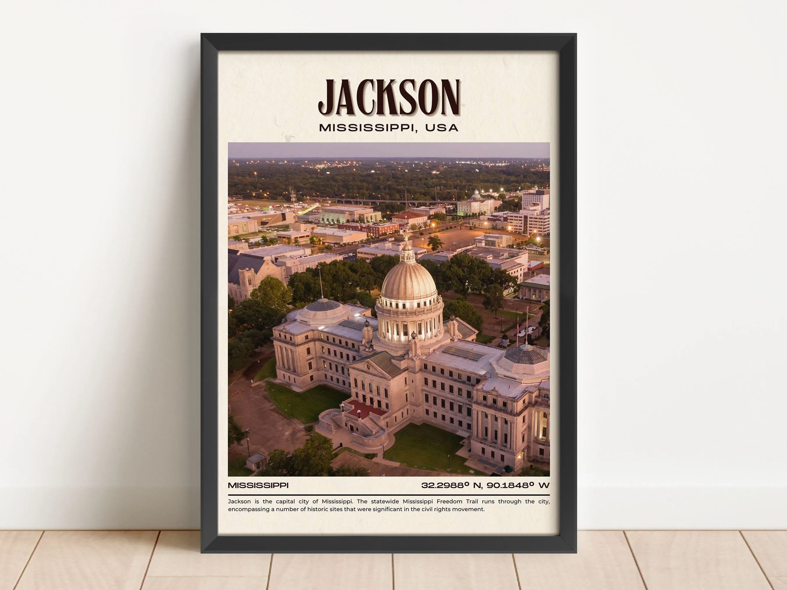 Jackson Vintage Wall Art, Mississippi, USA