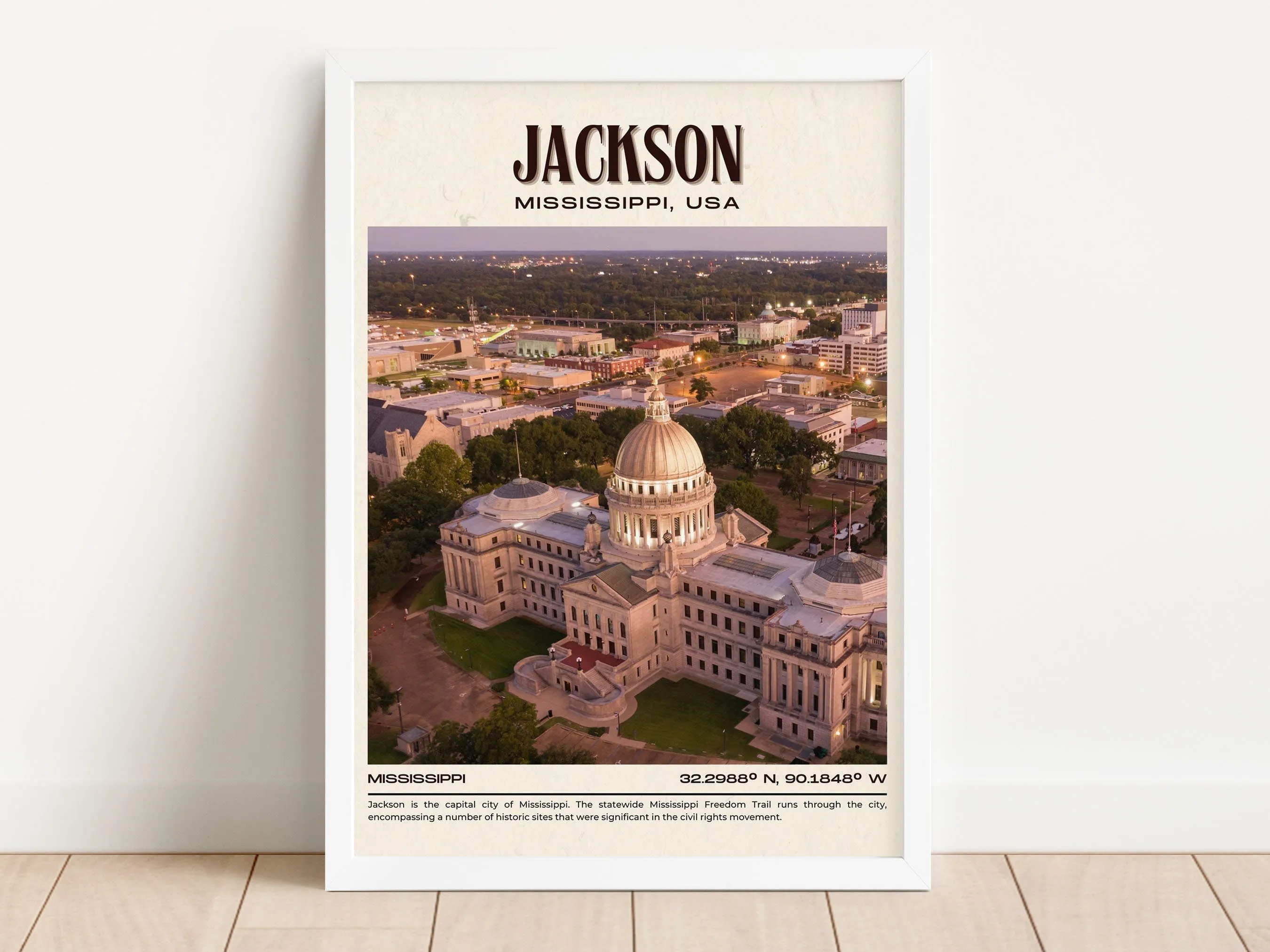 Jackson Vintage Wall Art, Mississippi, USA