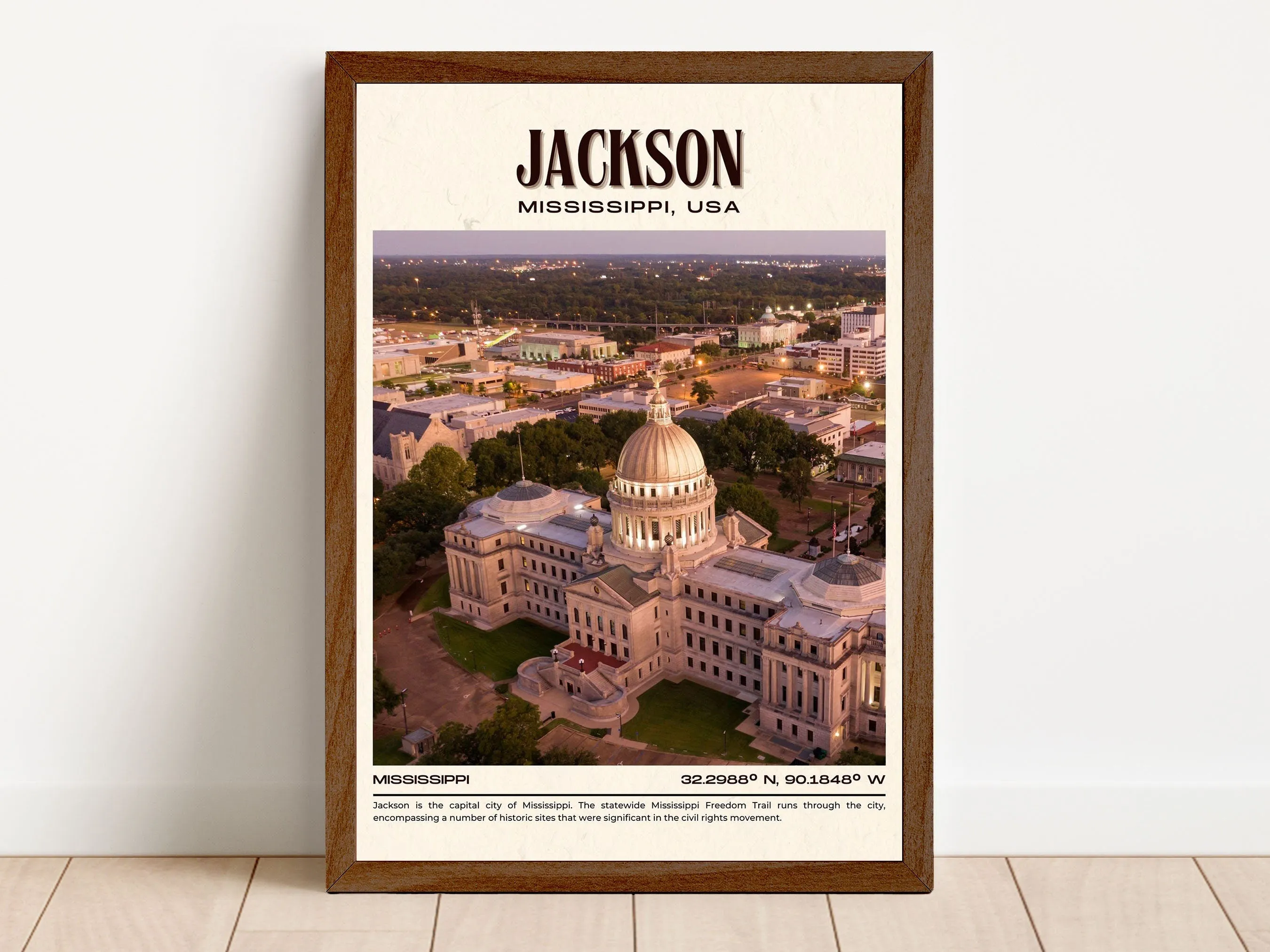 Jackson Vintage Wall Art, Mississippi, USA